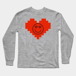 Pixelated valentine love heart 14th february for couples and lovers Long Sleeve T-Shirt